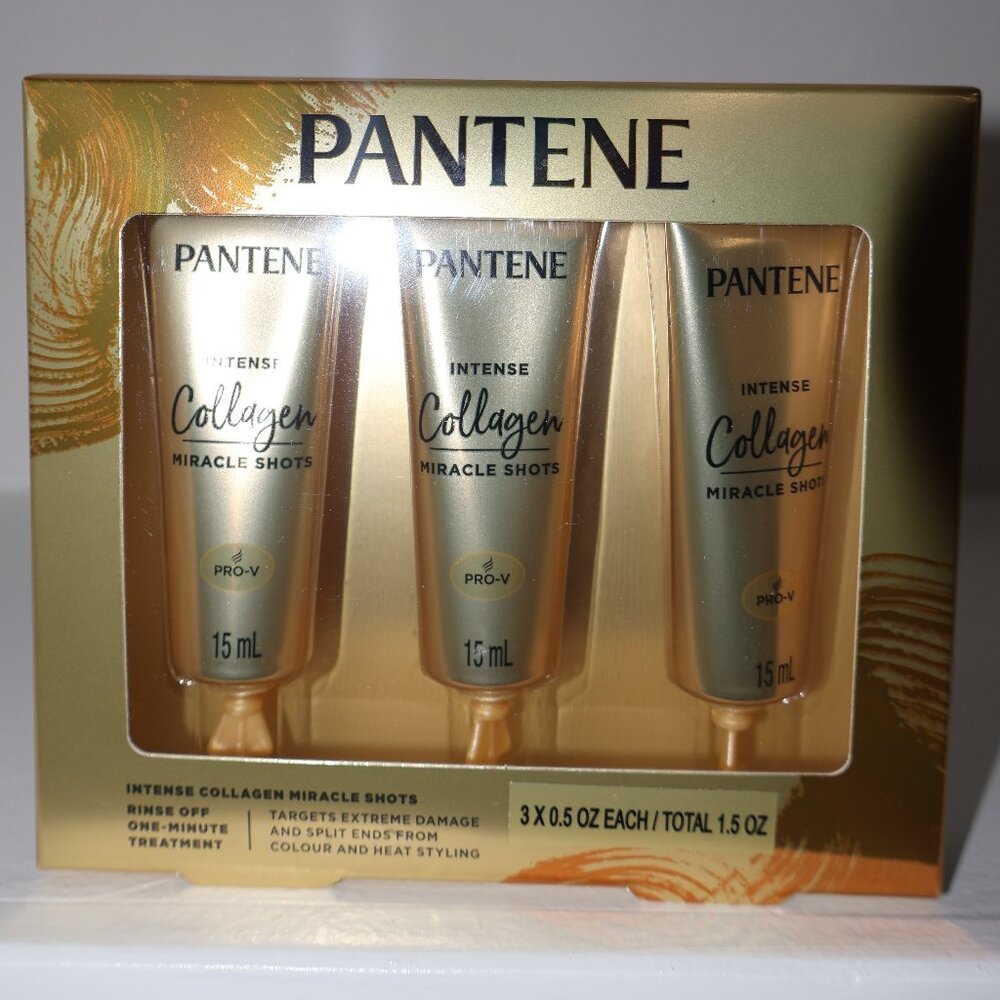 Pantene Intense Collagen Miracle Shots 3 Pack 15mL Each Protein Treatment